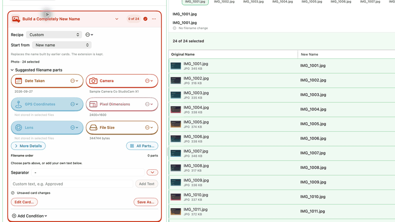 Identifile updating a complete batch while a logical filename is built
